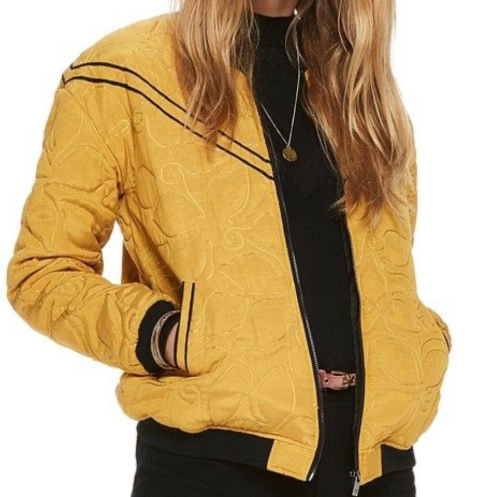 Scotch and Soda Mustard Bomber with back Tassels